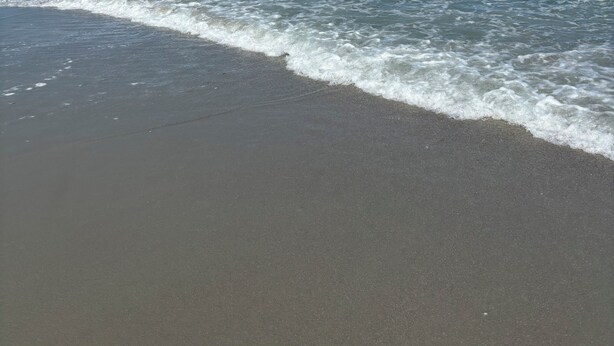 A beach with waves gently lapping at the shore under a clear blue sky. - Surfside Hideaway! Dog friendly 3 bed, 2 bath home. Only 1 mile to beach! (Myrtle Beach)