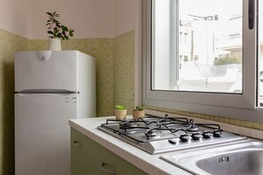 Réfrigérateur, four, plaque de cuisson, grille-pain