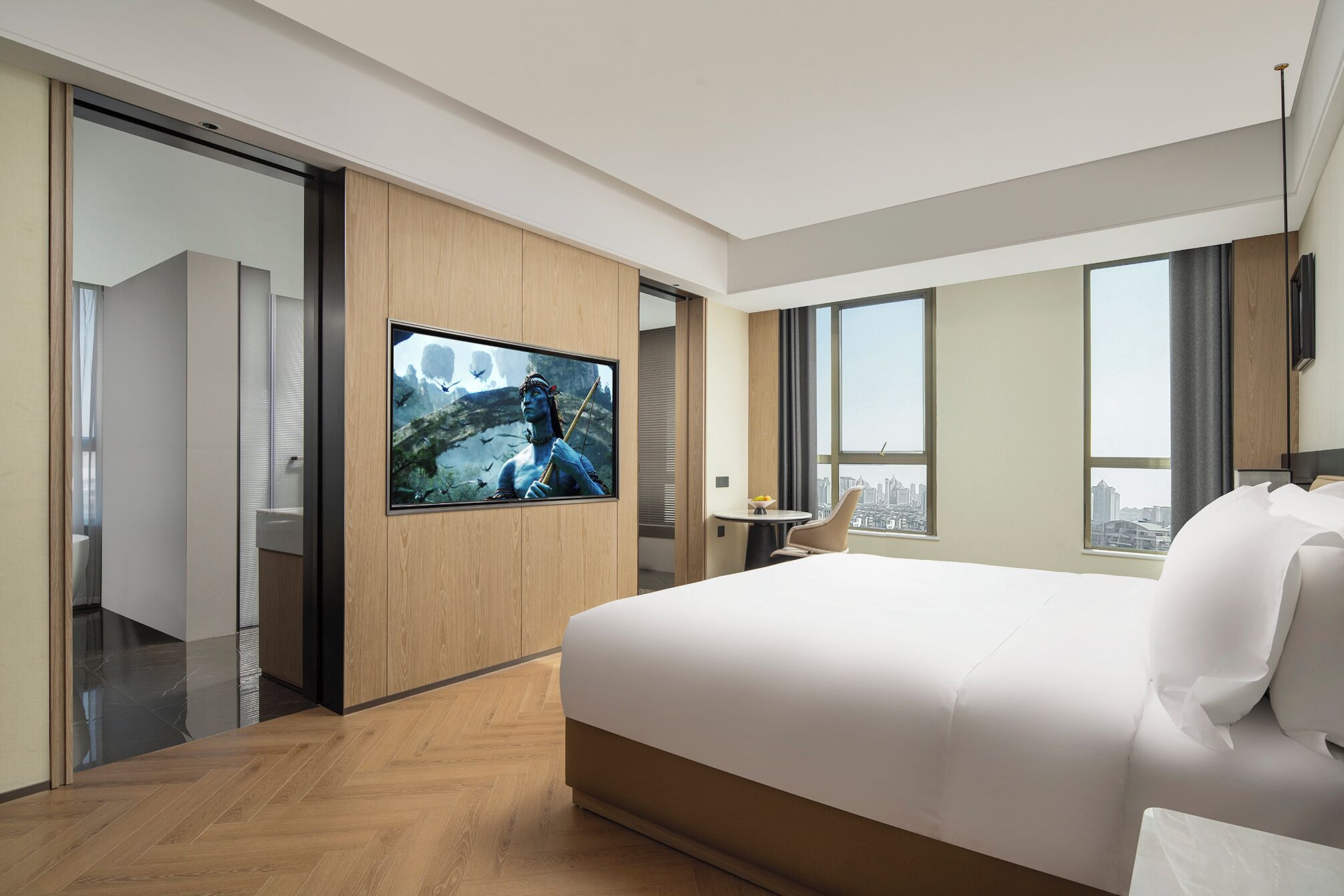 Executive Suite, City View | Hypo-allergenic bedding, down comforters, free minibar, desk