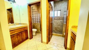 シャワー、ヘアドライヤー、石鹸、トイレットペーパー