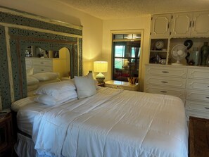 1 bedroom, desk, iron/ironing board, travel crib