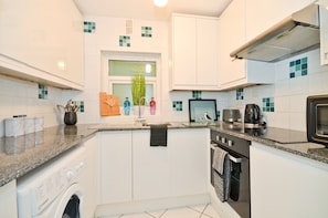 Fridge, microwave, oven, electric kettle