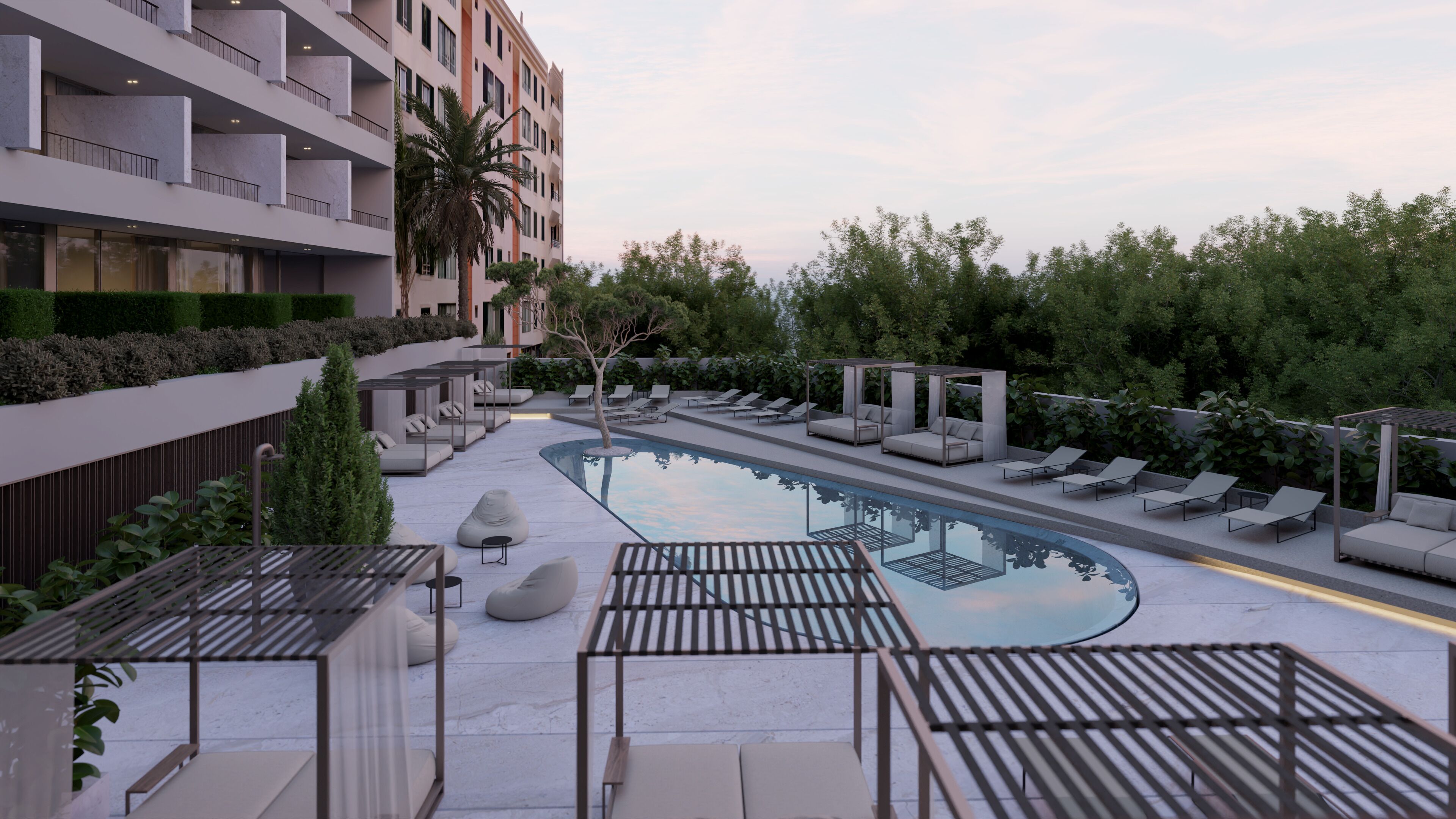 Una piscina techada, 2 piscinas al aire libre