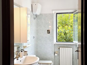 Ducha, secador de pelo, bidé y toallas