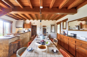 Fridge, microwave, oven, dishwasher - Stone house with swimming pool and large garden (Plazac)