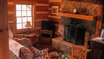 Una televisión, una chimenea