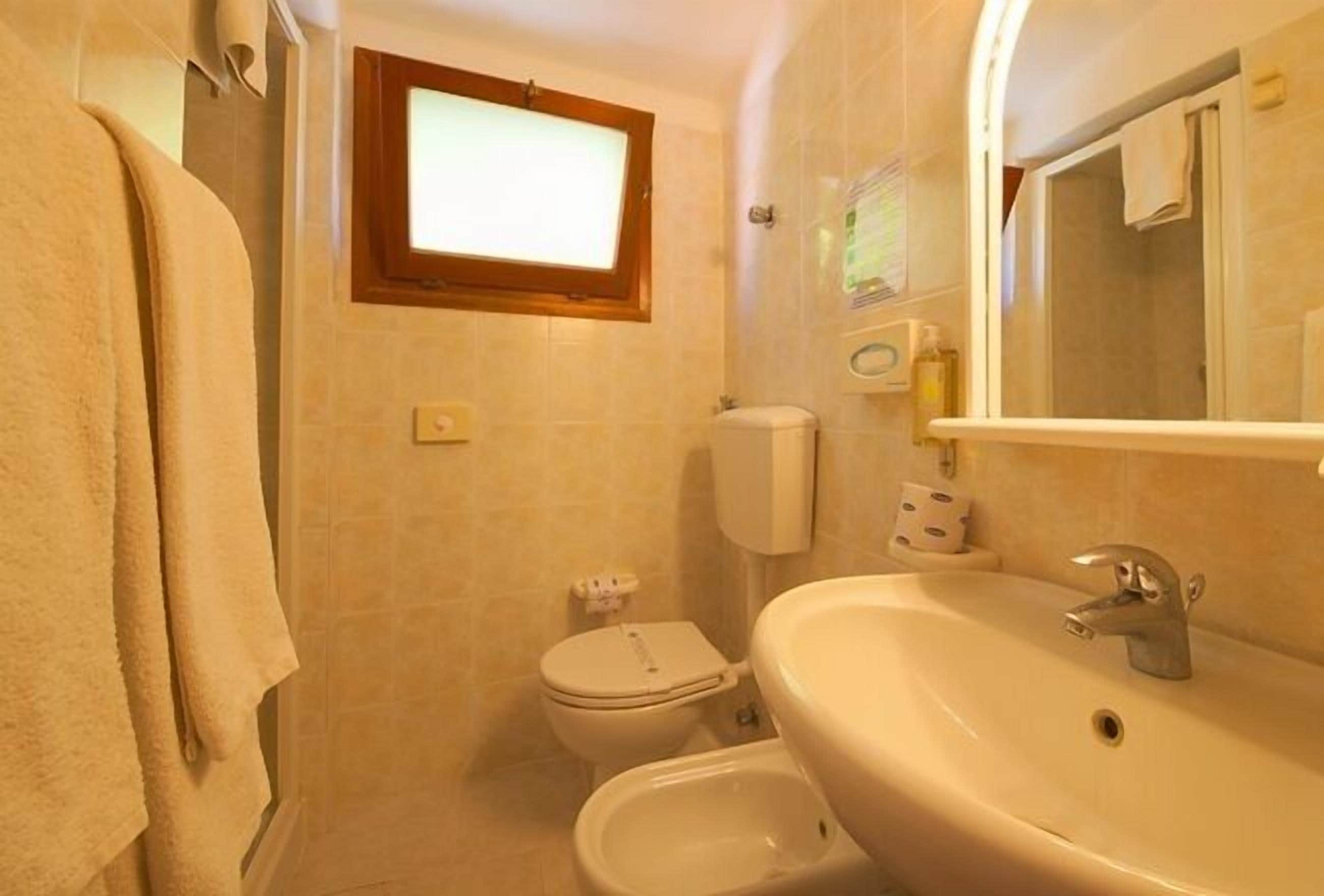 ベーシック ダブルまたはツインルーム | バスルーム | シャワー、ヘアドライヤー、タオル、石鹸