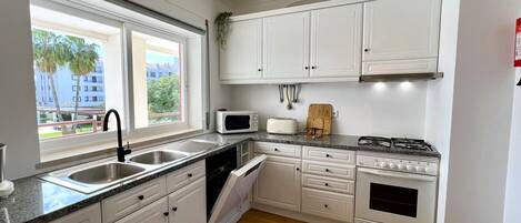 Microwave, oven, dishwasher, coffee/tea maker