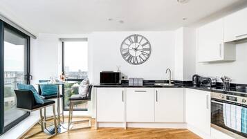 Microwave, stovetop, dishwasher, toaster