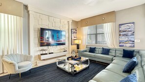 TV, video games, DVD player, foosball