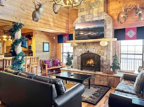 TV connectée, cheminée, jeux vidéo