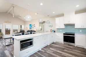 Fridge, microwave, dishwasher, toaster