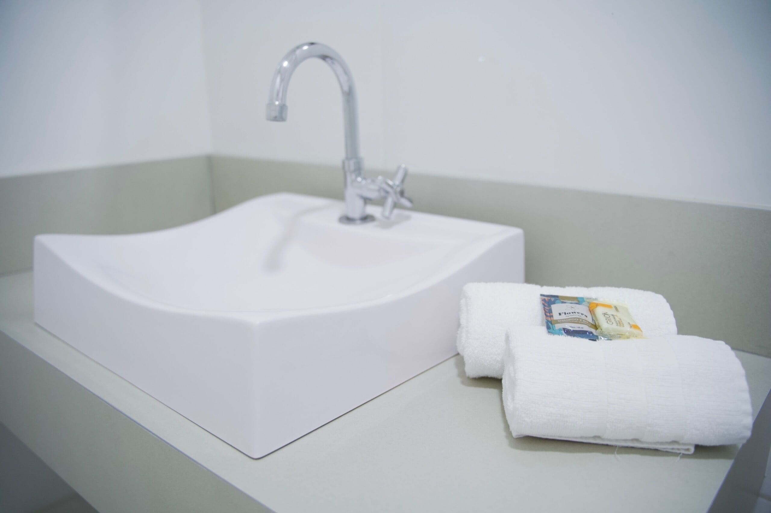 Habitación Deluxe doble | Baño | Secador de pelo, toallas, jabón y champú