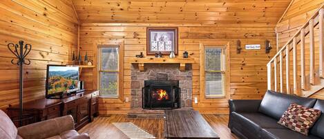 Televisión, chimenea, videojuegos y reproductor de DVD