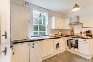 Fridge, microwave, oven, dishwasher