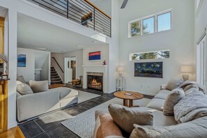 TV, fireplace, offices