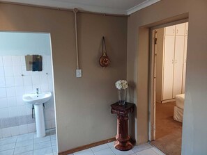 Shower, towels, toilet paper