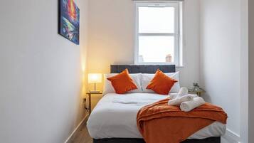 2 bedrooms, desk, iron/ironing board, travel cot