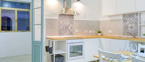 Fridge, microwave, oven, highchair