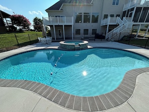 Pool - Lake Anna Waterfront Retreat Private Pool, Spa & Game Room Sleeps Large Groups (Orange)
