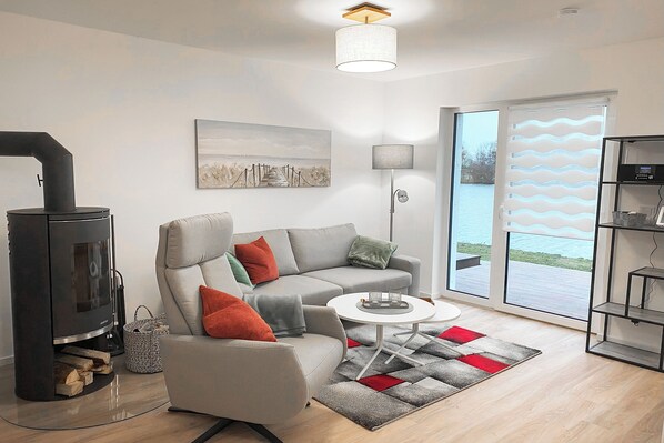 TV, fireplace, DVD player, books