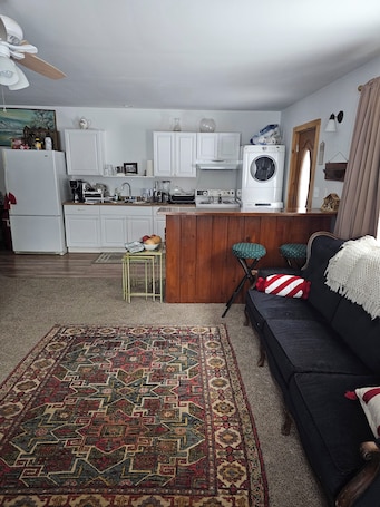 Living area. Cozy studio in charming Fryeburg with AC, WiFi. Enjoy your stay