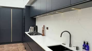Fridge, microwave, oven, dishwasher