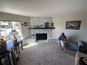 Smart TV, fireplace, video games, DVD player