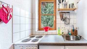 Fridge, oven, stovetop, coffee/tea maker