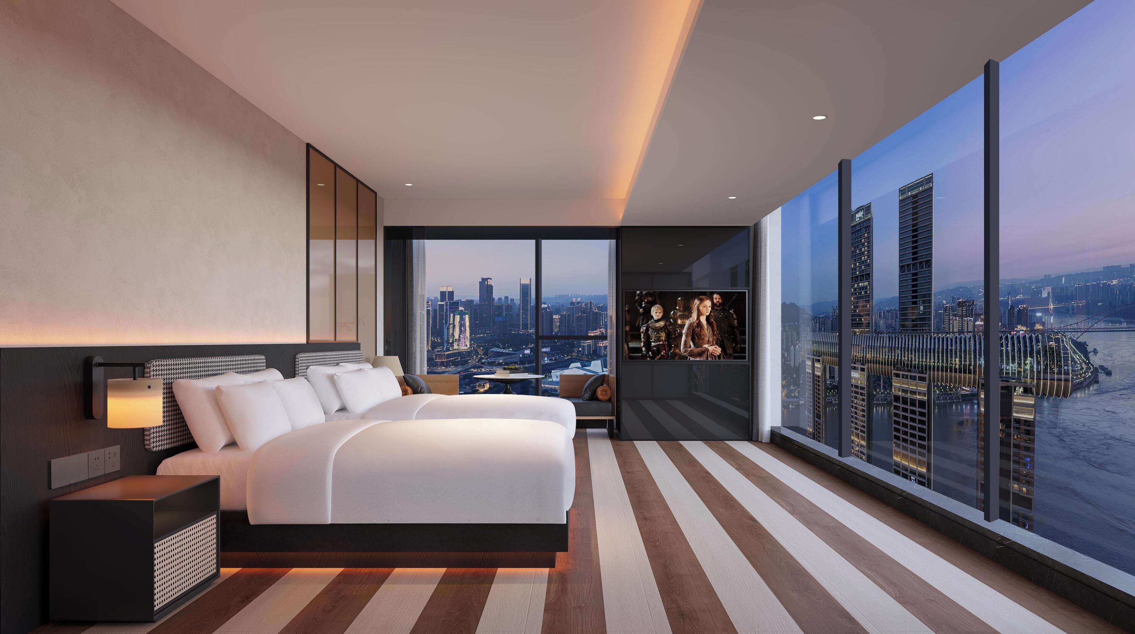 Habitación panorámica con 2 camas individuales | Ropa de cama de alta calidad, edredón y camas con pillow-top 