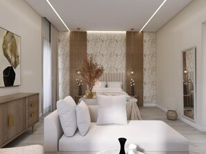 Suite Mewah, kamar mandi pribadi, pemandangan kota | Minibar, meja kerja, ruang kerja ramah laptop, dan tirai kedap cahaya