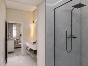 Suite Junior, pemandangan kota | Kamar mandi | Shower, pengering rambut, jubah mandi, dan sandal