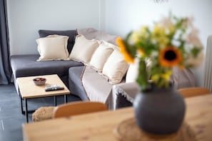 Classic Apartment, 2 Bedrooms, Non Smoking, Balcony | Living area | 40-inch Smart TV with cable channels, books - Silk Mill Metaxourgeio, Athens Centre (Athens)