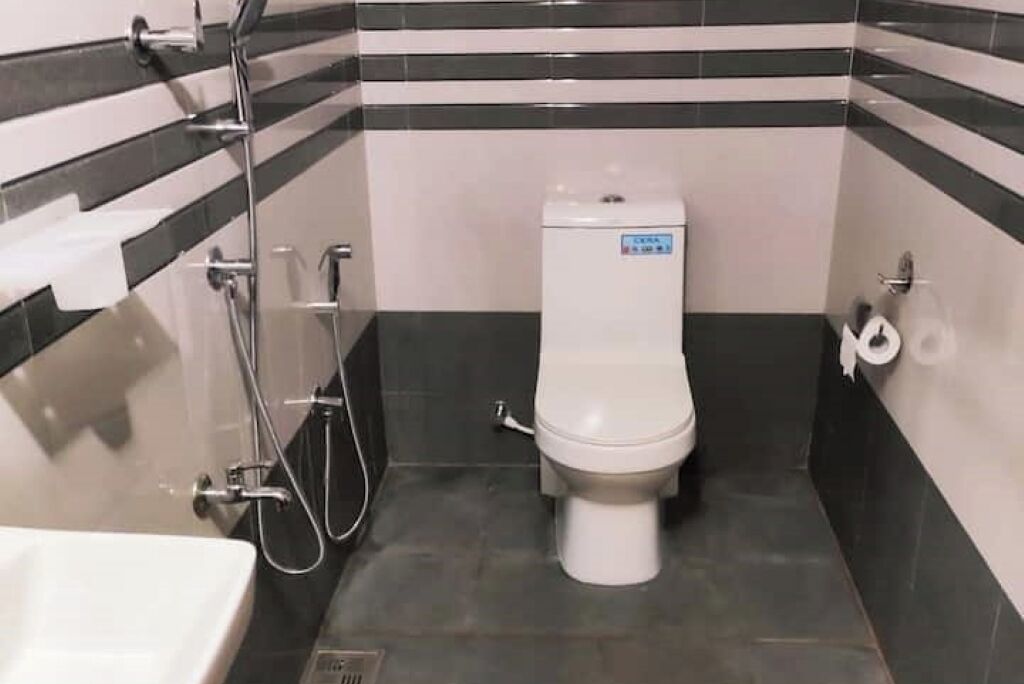 Bidet, toallas, papel de baño 