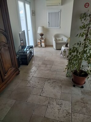 TV, DVD player, books