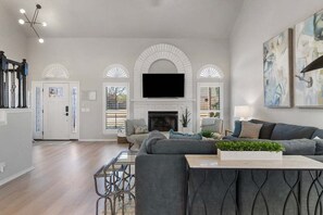 Smart TV, fireplace, video games, table football