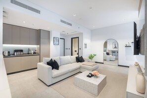 Apartment, 1 Bedroom, Accessible, Smoking | Living room - Spacious 1bedroom, Burj Views, Infinity Pool & Jacuzzi (Dubai)