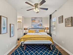 2 bedrooms, desk, iron/ironing board, travel crib