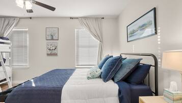 2 bedrooms, desk, iron/ironing board, travel cot