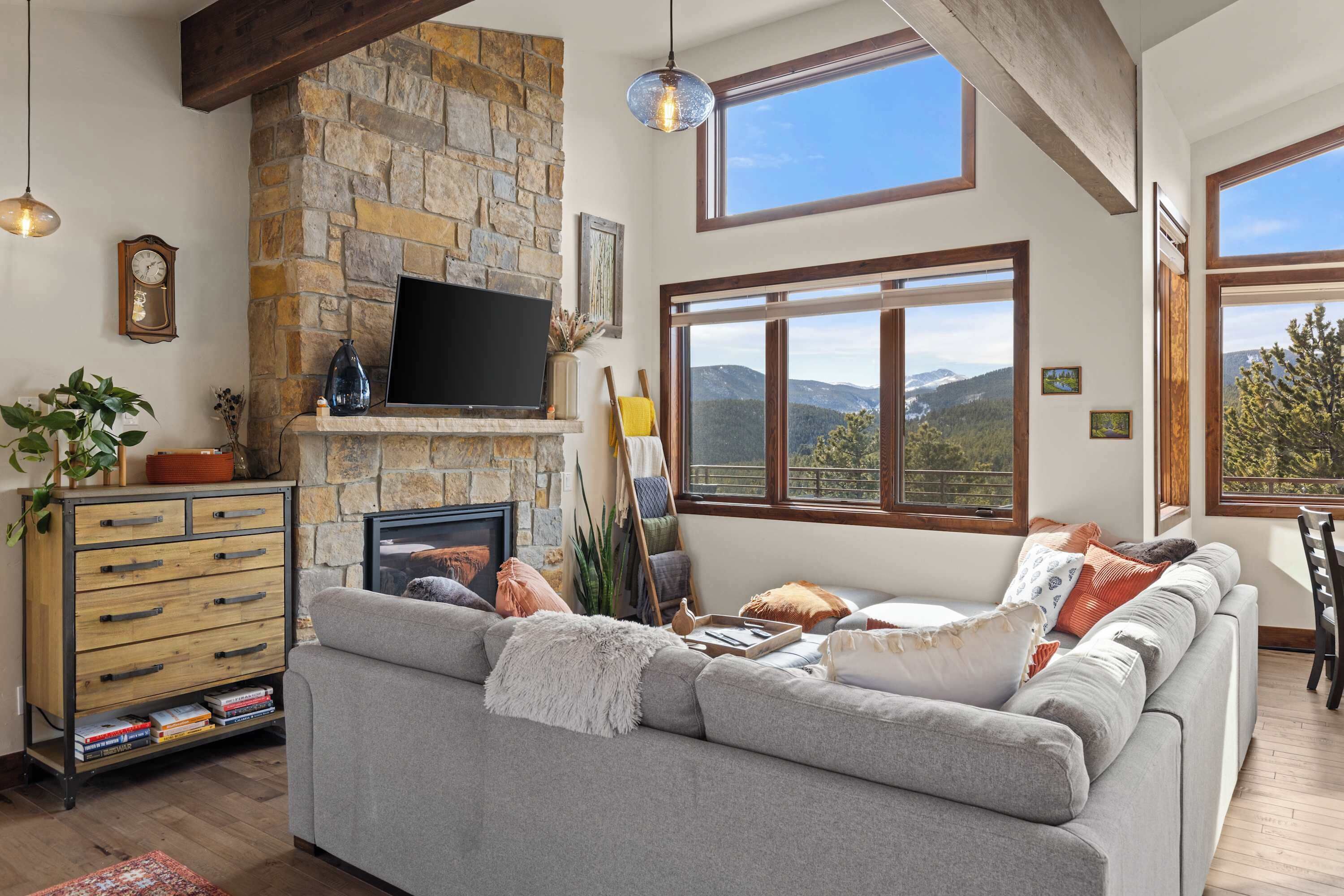 Fernseher, Kamin, Videospiele, Bücher