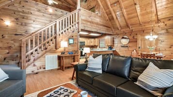 Una Smart TV, una chimenea, videojuegos, un futbolín