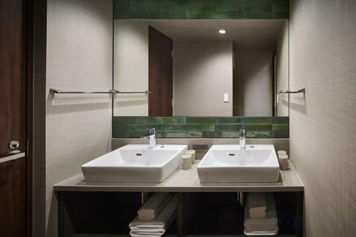 Separate bathtub and shower, hair dryer, slippers, bidet