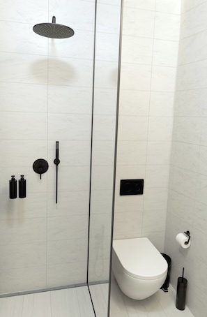Combined shower/bathtub, free toiletries, hair dryer, towels