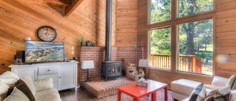 TV, fireplace, stereo