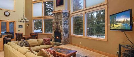 TV, fireplace, DVD player, stereo