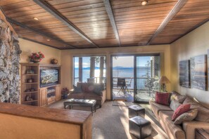 TV, fireplace - Brockway Springs Lodge | Steps to Lake Access! (Kings Beach)
