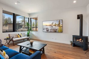 TV, fireplace, offices