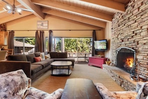 TV, fireplace - Waters Edge Oasis | Shared Pool & Pier Access (Tahoma)