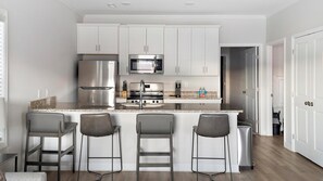 Fridge, dining tables