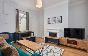 TV, DVD player, books, music library